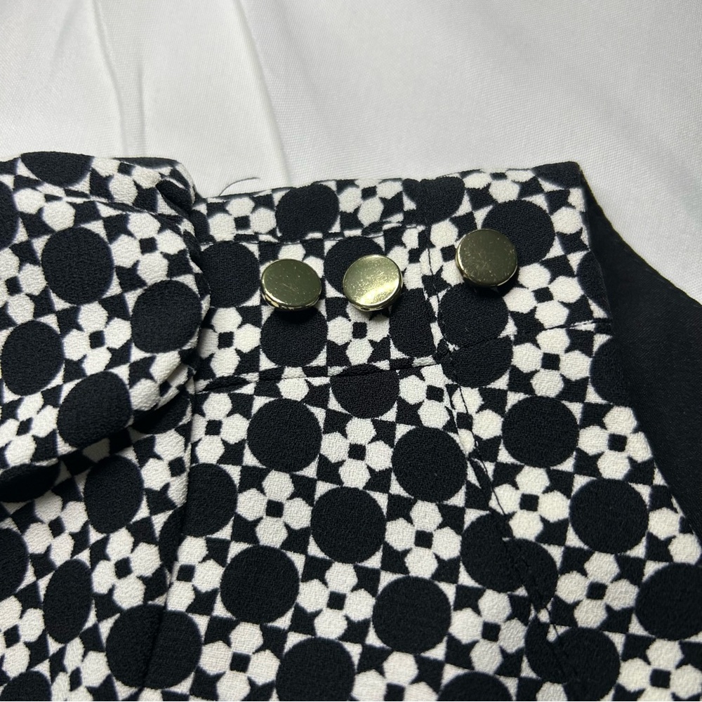 NWOT Talbots Black & White Checkered Flutter Sleeve Fit & Flare Dress Size 14 - Picture 15 of 16